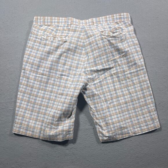 Oldeβ School Brand Shorts Mens Size 36 Beige / Plaid Solid Chino REVERSIBLE - Picture 11 of 12